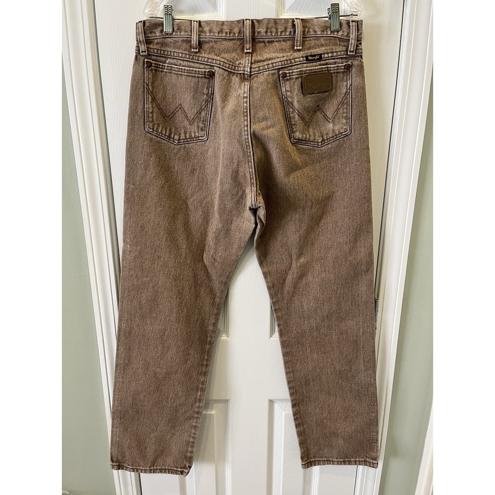 Wrangler Mens Cowboy Cut Original Fit Jeans 35x32 Vintage Wash Brown 13MWZBW - Picture 2 of 6